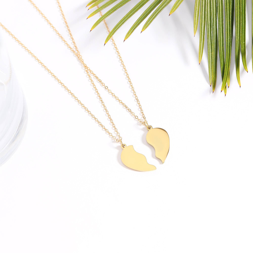 Engravable Break Apart Heart Necklace Set