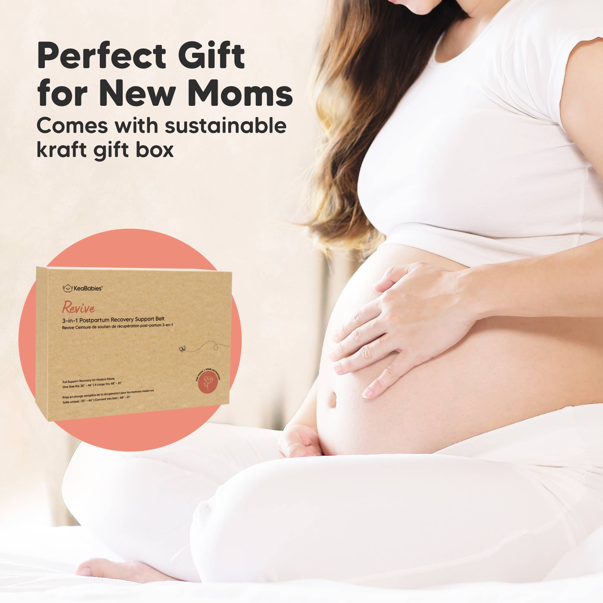 KeaBabies Revive 3 in 1 Postpartum Belt (Midnight Black,2XL)