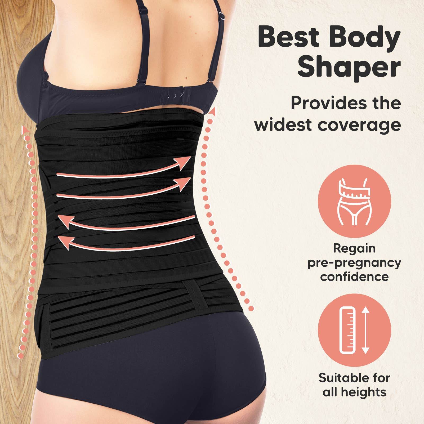 KeaBabies Revive 3 in 1 Postpartum Belt (Midnight Black, XL)