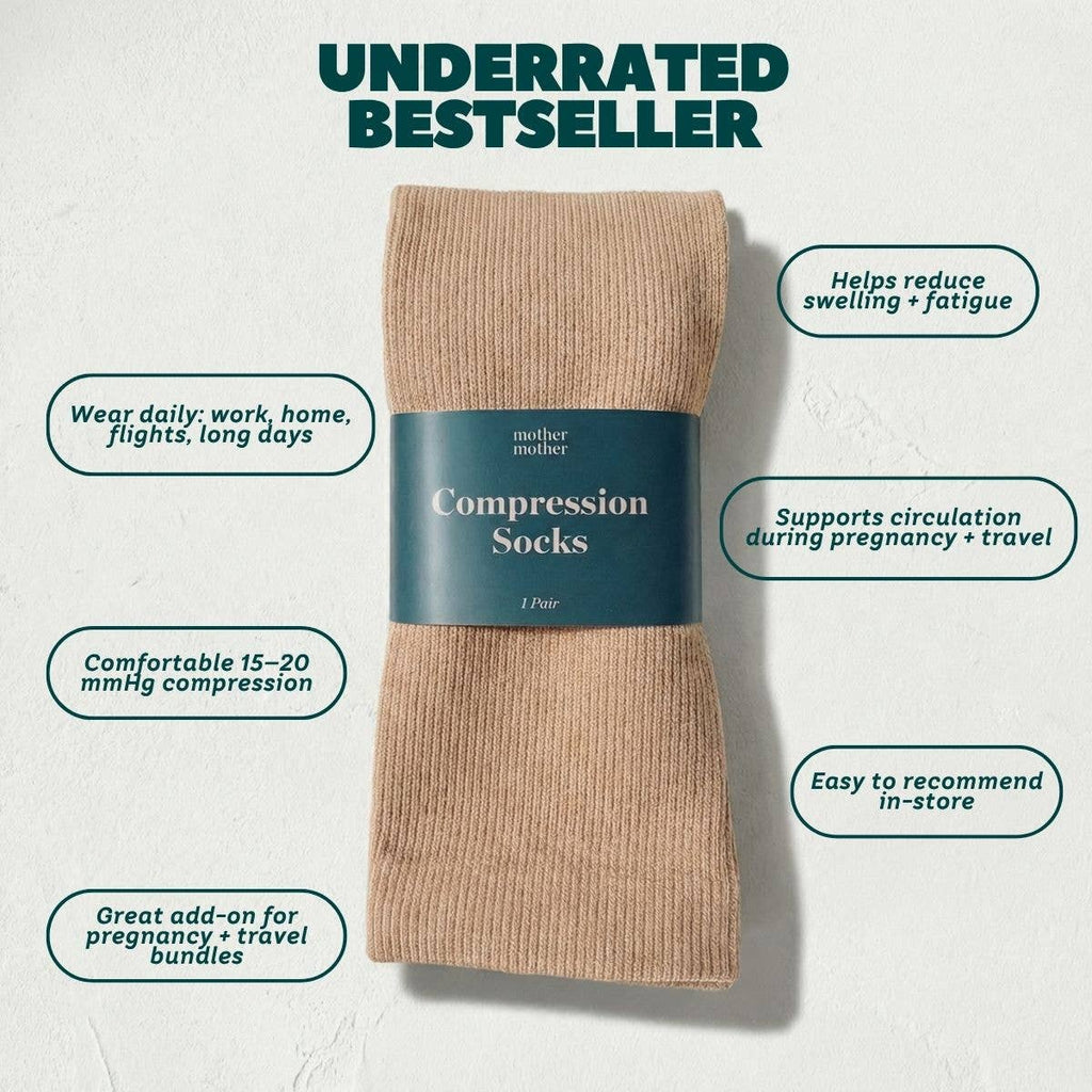 Knee-High Compression Socks (15–20 mmHg) — Sand