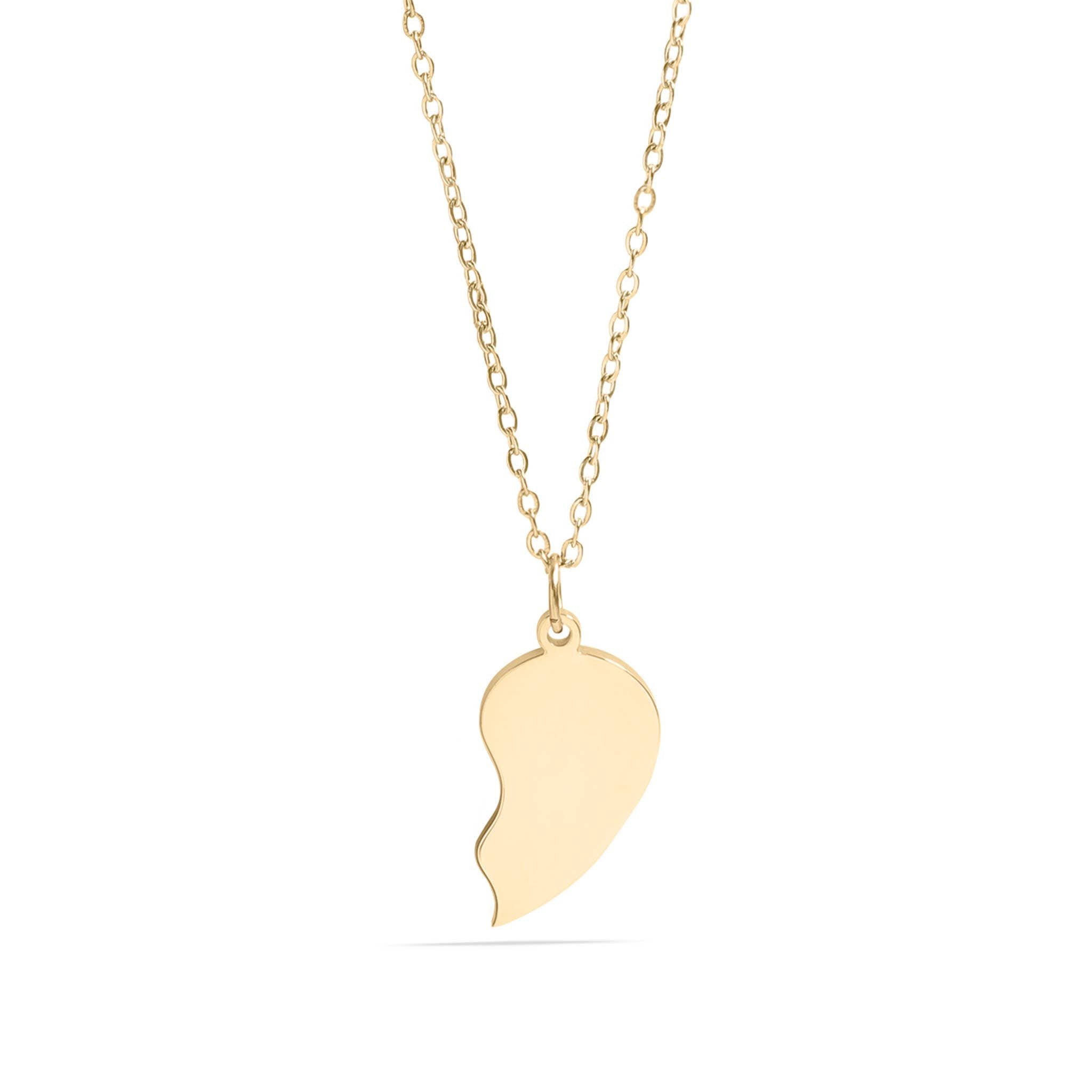 Engravable Break Apart Heart Necklace Set