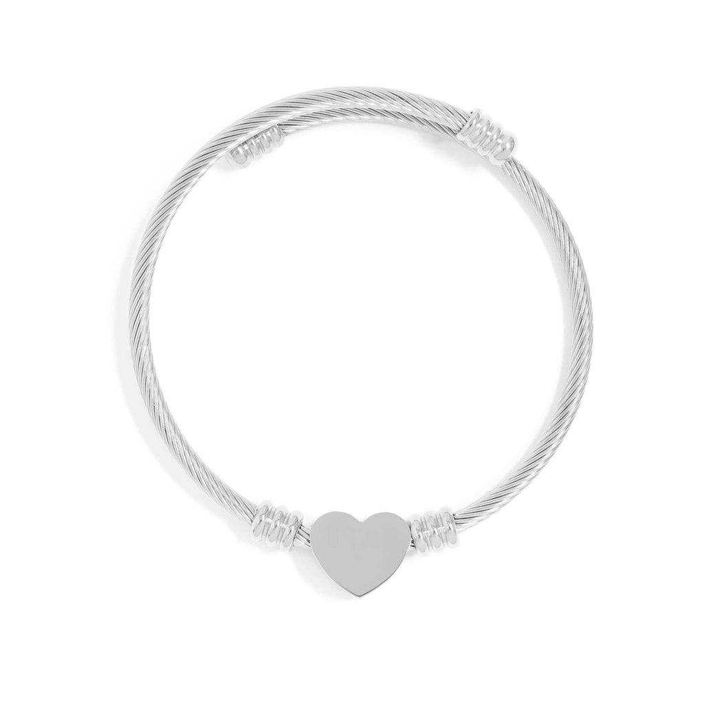 18K Gold PVD Stainless Steel Engravable Heart Cuff Bracelet