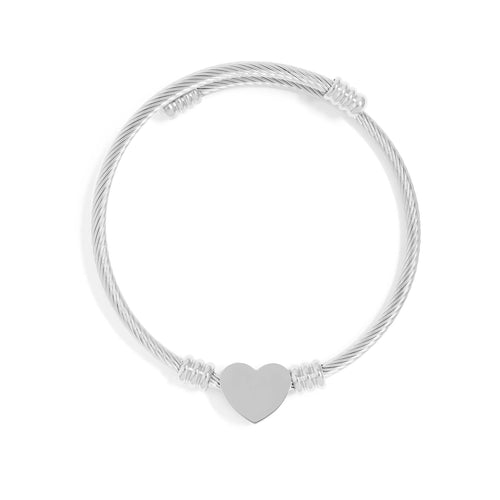 18K Gold PVD Stainless Steel Engravable Heart Cuff Bracelet