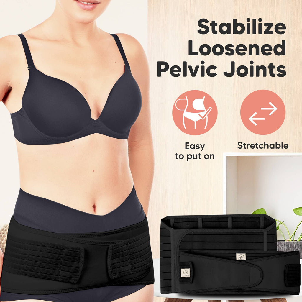 KeaBabies Revive 3 in 1 Postpartum Belt (Midnight Black, XL)